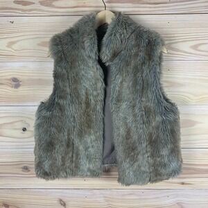 Elle Fur Vest Women Large Faux Fox‎ Gray 70s Boho Y2K Mobwife